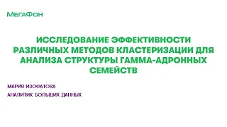 Изофатова Мария | Исследование эффективности различных методов кластеризации