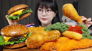 HOMEMADE CHEESEBURGER & CRISPY FRIED FOODS🍔🍤MUKBANG ASMR