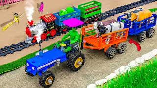 Diy tractor making new concrete road | Diy tractor with trailers transports cows | @FarmModel