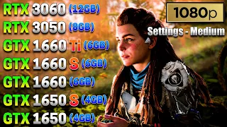 Horizon Forbidden West | RTX 3060 vs 3050 vs GTX 1660 Ti vs 1660 S vs 1660 vs 1650 S vs 1650