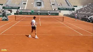 Novak Djokovic court level practice with Marin Cilic | Roland Garros