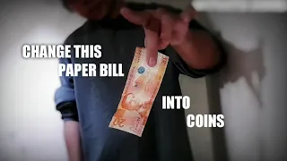 Learn HOW to change this PAPER BILL into 4 COINS | Free Coin Magic Tutorial | WHITEVERSE CHANNEL