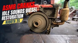 ASMR CRANKS Idle Sounds Old Diesel Engine Restoration Kubota 2S