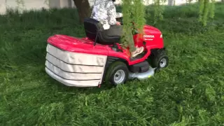 HONDA HF2622 - Prova su campo in versione mulching su erba altissima e raccolta su pendenza