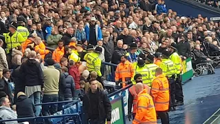 West brom vs millwall.  Millwall fan getting kicked out