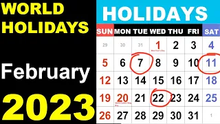 February 2023 Holidays and Observances Around the World by Country, date and month in 2023