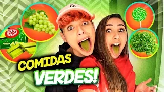 24 HORAS COMENDO COMIDAS DA COR VERDE!