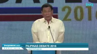 Pilipinas Debates 2016: Rodrigo Duterte's opening statement