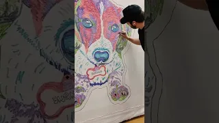 Making a custom rug of my dog! #rugtufting #art #diy #howto #dog #craft #toronto #austin #satisfying