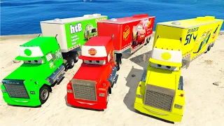 Mack Truck Hauler Cars Lightning Mc.Queen, Chick Hicks vs Cruz Ramirez in GTA 5 - Who is best?