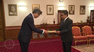 The Non-Resident Ambassador of Korea Presents His Letter of Credence to the President
