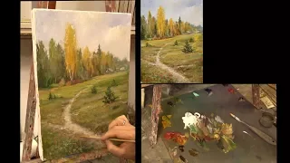 Тропинка. Работа с ограниченной палитрой. Как нарисовать русскую осень. Oil painting. Landscape