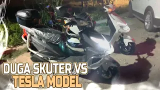 Duga Skuter vs Tesla model S3 kotta skuterlar #uzbekistan #1200w #automobile #1200w