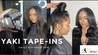 Tape Ins Application on Natural 4C Hair | Light Yaki Texture | Y Wigs Hair