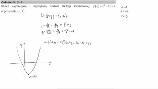 Oblicz najmniejszą i największą wartość funkcji kwadratowej fx=x2−6x+3 w przedziale 0;4
