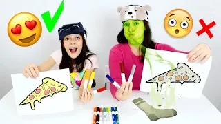 DESAFIO COLORINDO COM 3 CORES de CANETINHAS FEDIDAS!!! ★  Brincando com a Mamãe (3 MARKER CHALLENGE)