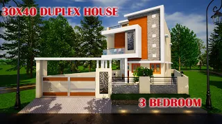 20x30 duplex house design plan– 3 bhk house design – 3d house plan