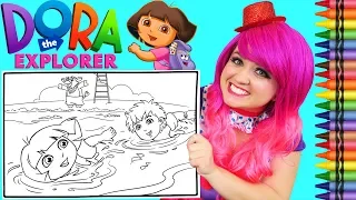 Coloring Dora The Explorer & Diego Swimming GIANT Coloring Page Crayola Crayons | KiMMi THE CLOWN