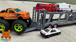 Transportation Vehicle Carries Diecast Cars  & Play at a Park! and more 【Kuma's Bear Kids】