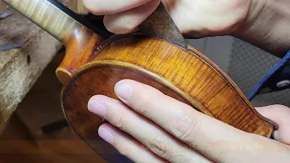 [violin repair] how to get more strength sound on your violin | changing bass bar