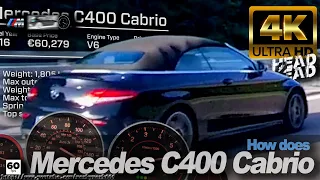 BMW M135i vs Mercedes-Benz C400 Cabrio +120-255 Autobahn Insta360 ONE X Waylens RaceRender [4k]