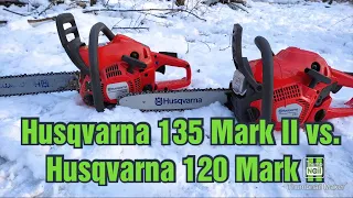 HUSQVARNA 135 mark II vs. HUSQVARNA 120 mark II test cutting firewood