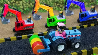 Diy tractor mini Bulldozer to making concrete road | Construction Vehicles, Road Roller #5