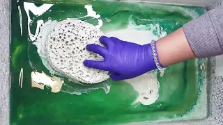 asmr settled paste with bleach rinse sponge squeeze
