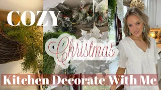 COZY CHRISTMAS KITCHEN DECORATE WITH ME | COZY KITCHEN MAKEOVER | Farmhouse Cottage Decor Ideas