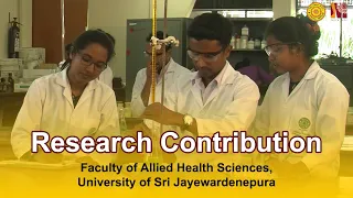 Research Contribution - Faculty of Allied Health Sciences, University of Sri Jayewardenepura