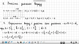 Підготовка до контрольної роботи з математики 6 клас. Додавання і віднімання раціональних чисел. 1