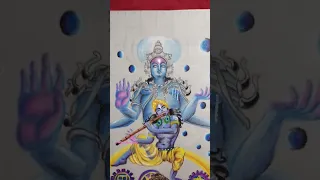 Drawing of lord vishnu||Drawing lord vishnu with pencil colours||#shorts #drawing #trending