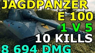 World of Tanks - Jagdpanzer E 100 - 10 kills - 1 v 5 - 8 694 DMG