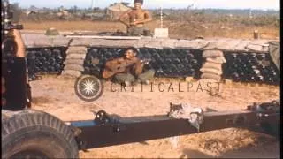 US Army 1st Infantry Division soldiers work on a 105 mm howitzer during their com...HD Stock Footage