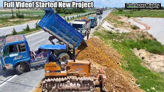 Full Video! Bulldozer KOMATSU D31P And Dump Truck 5 Ton, Filling up land, Next to the ring road