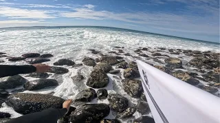 Sketchy slippery rocks LONG GLASSY walls | POV RAW SURF