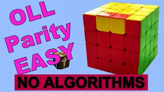4x4 Rubiks Cube OLL Parity NO ALGORITHMS Fix the Last Layer Flipped Edges EASY Version