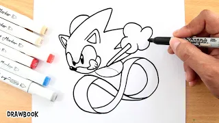 How to draw SONIC The Hedgehog RUNNING at Full Speed