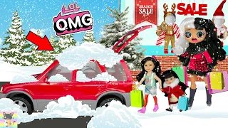 OUR CAR IS COVERED IN SNOW MOMMY! - LOL Family Dollie & Kids Go Shopping at Mall for Christmas Dress