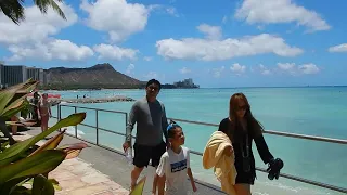 "Diamond Head and Waikiki Beach from Sheraton at noon, Honolulu, Hawaii"