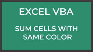 SUM Cells in Excel by Color with VBA | Excel VBA Tutorial