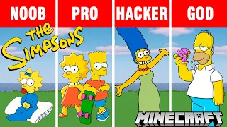 Minecraft battle: NOOB vs PRO vs HACKER vs GOD:  THE SIMPSONS BUILDING CHALLENGE in Minecraft