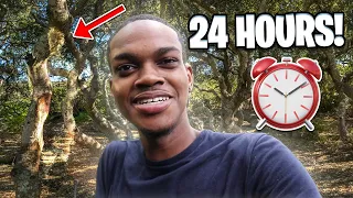 24 HRS OVERNIGHT IN THE MIDDLE OF THE WOODS!! | Never Again 😱