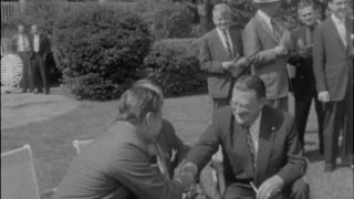 09/19/57 New York Mayor Robert Wagner, Walter OMalley, and Nelson Rockefeller discuss Brooklyn ...