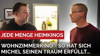 Wohnzimmerkino - so hat sich Michel seinen Traum erfüllt. 15 Lautsprecher, 4 Sub, Leinwand & TV