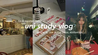 uni study vlog 🚂 5AM sunrise, cafe hopping, penpal with me, going home weekend, midterm season