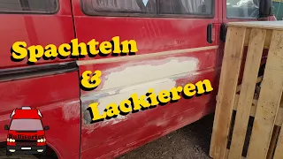 VW T4 Schiebetür Spachteln & Lackieren - Unfallschaden reparieren