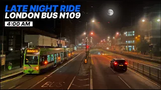 4:00 AM 🌙 LONDON Bus Ride on a Monday - Southbound from Piccadilly to Croydon - Route N109