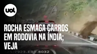 Rocha esmaga carros e deixa mortos em rodovia na Índia; veja vídeo