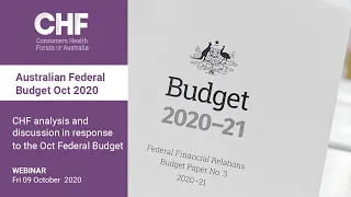 Australian Federal Budget Briefing analysis Oct 2020 - implications for health